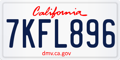 CA license plate 7KFL896