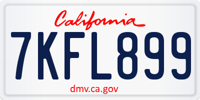CA license plate 7KFL899