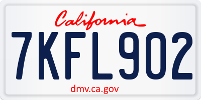 CA license plate 7KFL902