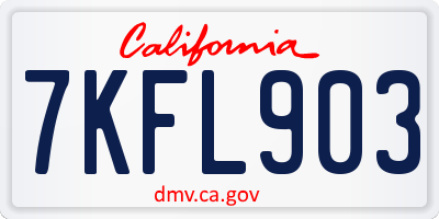 CA license plate 7KFL903