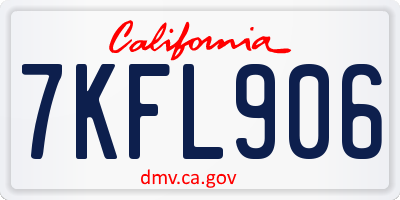 CA license plate 7KFL906