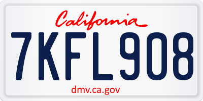 CA license plate 7KFL908