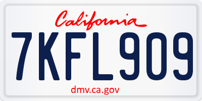 CA license plate 7KFL909