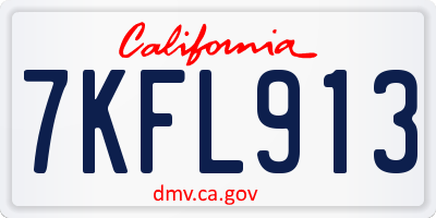 CA license plate 7KFL913