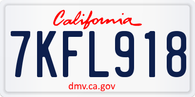 CA license plate 7KFL918