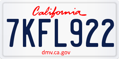 CA license plate 7KFL922