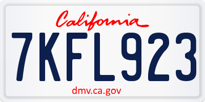 CA license plate 7KFL923