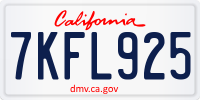 CA license plate 7KFL925
