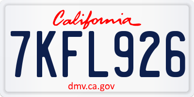 CA license plate 7KFL926