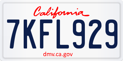 CA license plate 7KFL929