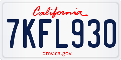 CA license plate 7KFL930
