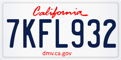 CA license plate 7KFL932