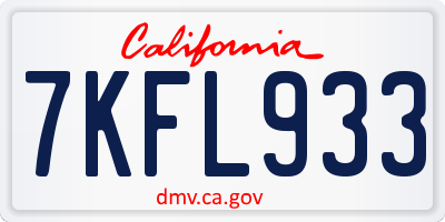 CA license plate 7KFL933