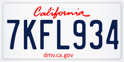 CA license plate 7KFL934