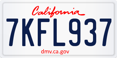 CA license plate 7KFL937