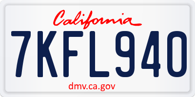 CA license plate 7KFL940