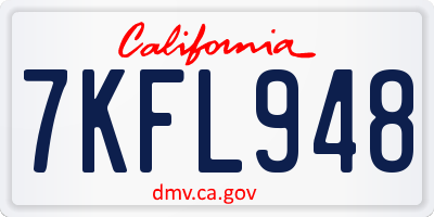 CA license plate 7KFL948