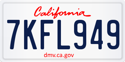 CA license plate 7KFL949