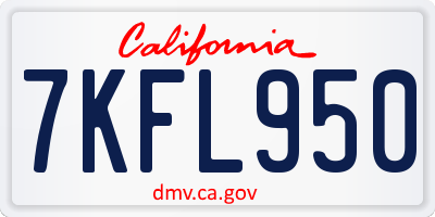 CA license plate 7KFL950