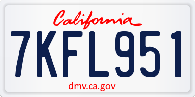 CA license plate 7KFL951