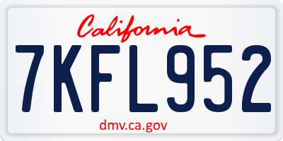 CA license plate 7KFL952