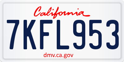 CA license plate 7KFL953