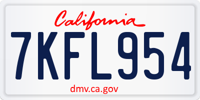 CA license plate 7KFL954