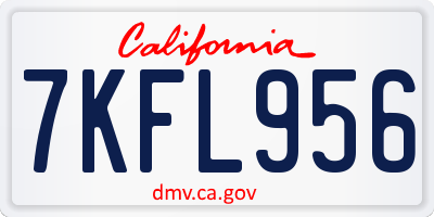 CA license plate 7KFL956