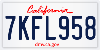 CA license plate 7KFL958