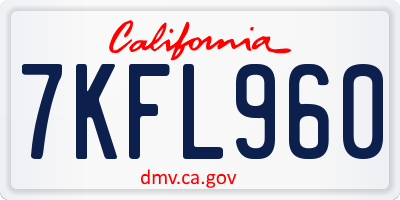 CA license plate 7KFL960