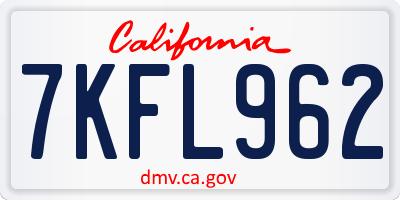 CA license plate 7KFL962