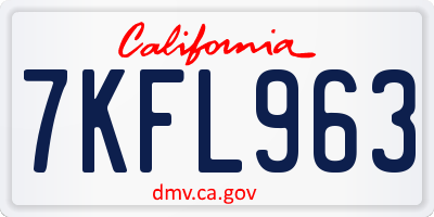 CA license plate 7KFL963