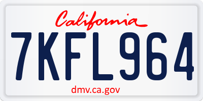 CA license plate 7KFL964