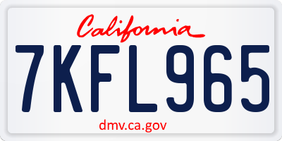 CA license plate 7KFL965