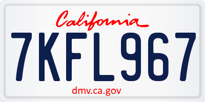CA license plate 7KFL967