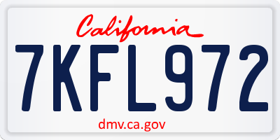 CA license plate 7KFL972