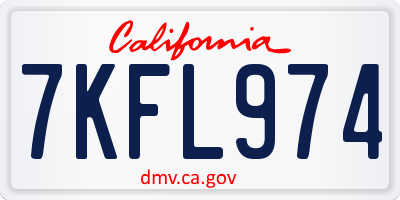 CA license plate 7KFL974