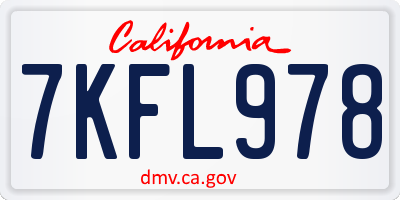 CA license plate 7KFL978