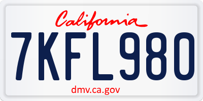CA license plate 7KFL980