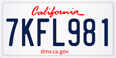 CA license plate 7KFL981