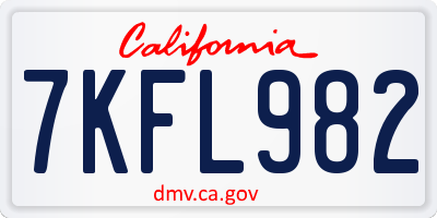 CA license plate 7KFL982