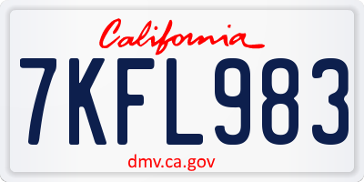 CA license plate 7KFL983