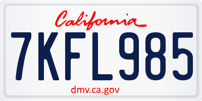 CA license plate 7KFL985