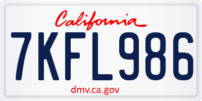 CA license plate 7KFL986