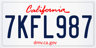 CA license plate 7KFL987