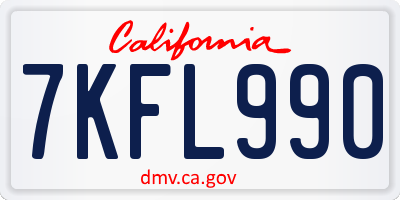 CA license plate 7KFL990