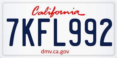 CA license plate 7KFL992