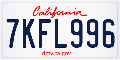 CA license plate 7KFL996