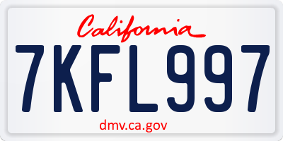 CA license plate 7KFL997