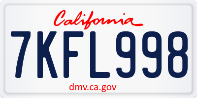CA license plate 7KFL998